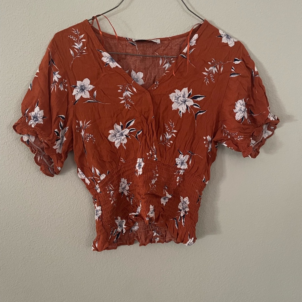 Paper Crane Rust Floral Top